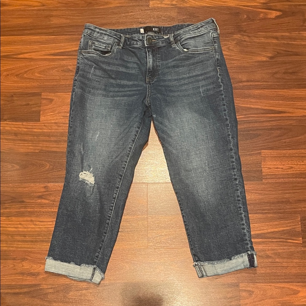 Kut from the Kloth Dark Blue Cropped Distressed Jeans
